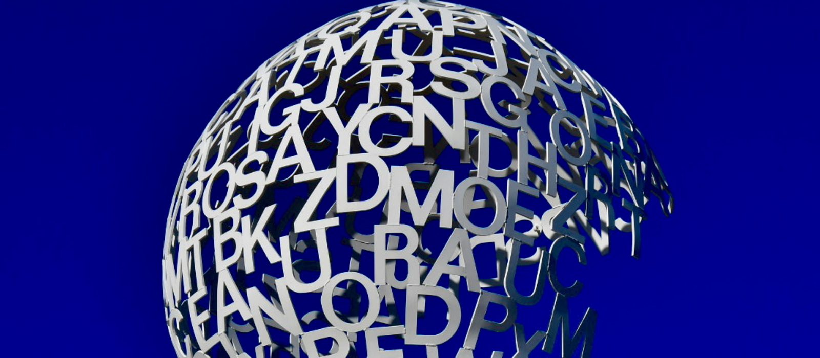 Word-art letter sculpture against the sea in Antibes, France